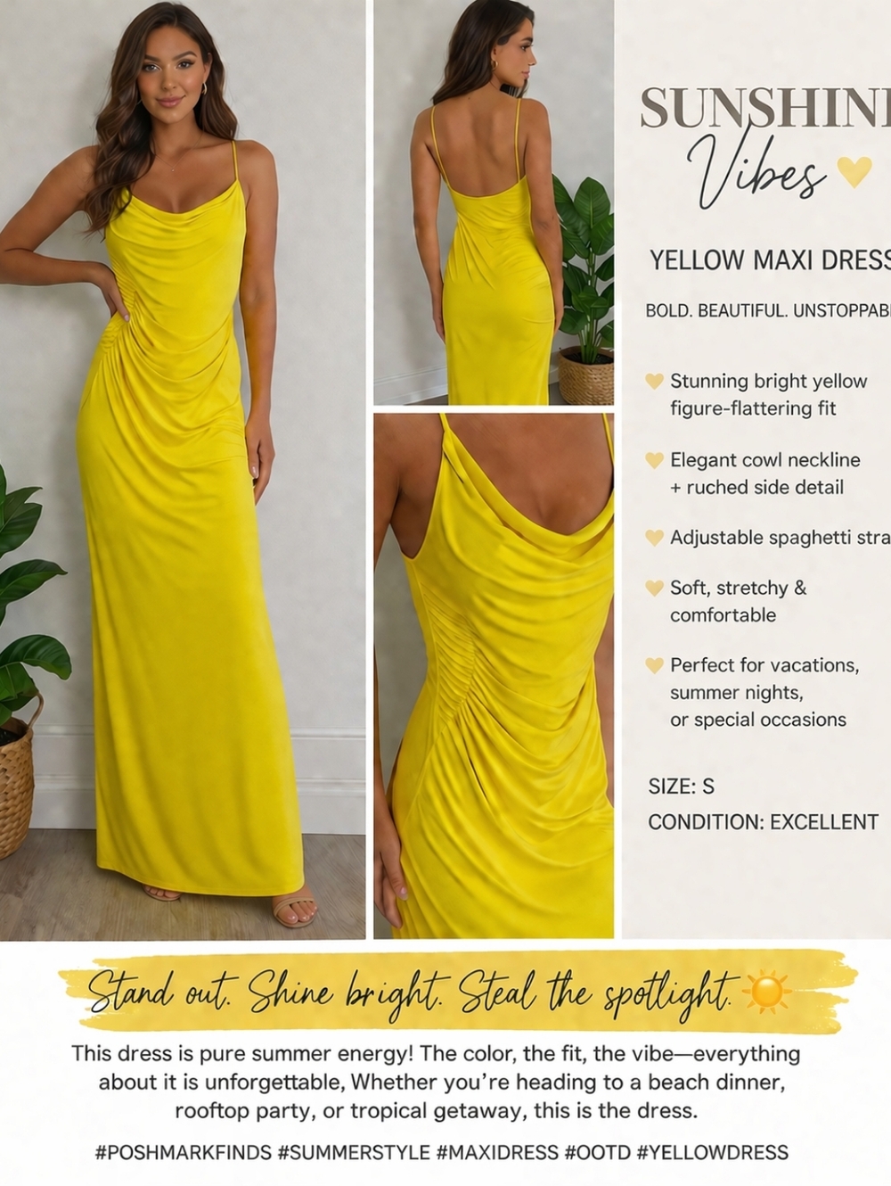NWT ZARA NEON YELLOW MAXI DRESS SUNSHINE VIBES 💛